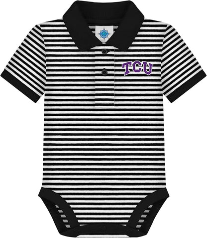 Creative Knitwear College Baby Striped Polo Bodysuit - Team Logo, Multiple Colors, for Boys & Girls (0-12 Months)