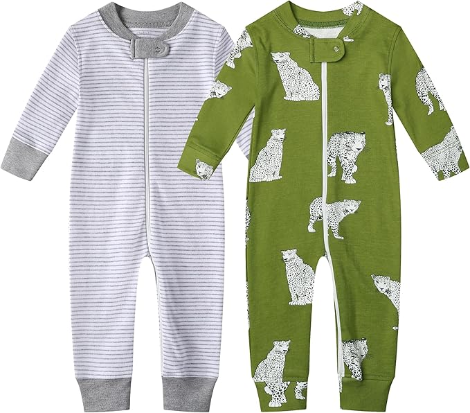 Owlivia Organic Cotton Baby Boy Girl Zip up Sleep 'N Play Pjs, Footless, Long Sleeve