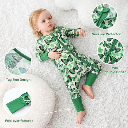 Unisex Infant Neutral Zipped Footies, Viscose from Bamboo 2-Way Zipper Romper Outfit, 0-24 Months One-piece Jumpsuit