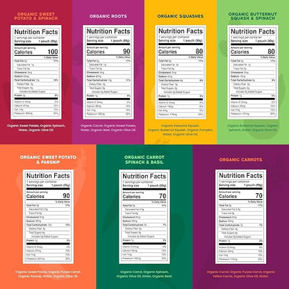 Serenity Kids Certified Organic Baby Food Veggie Puree Pouches Variety Pack - 18 x 3.5 oz for 6+ Months - No Added Sugar & Allergen Free - BPA-Free Packaging - Baby Food Pouches - Pouches Toddler