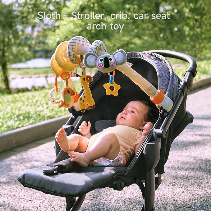 TUMAMA 2 in 1 Spiral Car Seat Toys Arch Stroller Toy Baby Hanging Toys with Clip Adjustable Detachable Sensory Travel Crib Bouncer Bassinet Activity Toys for Babies 0 3 6 9 12 24 Months