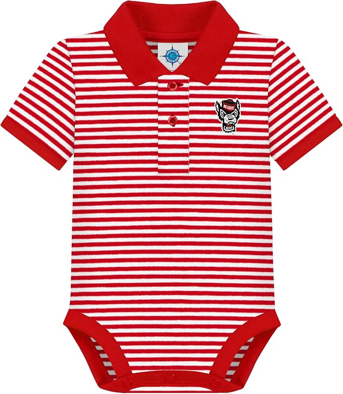 Creative Knitwear College Baby Striped Polo Bodysuit - Team Logo, Multiple Colors, for Boys & Girls (0-12 Months)