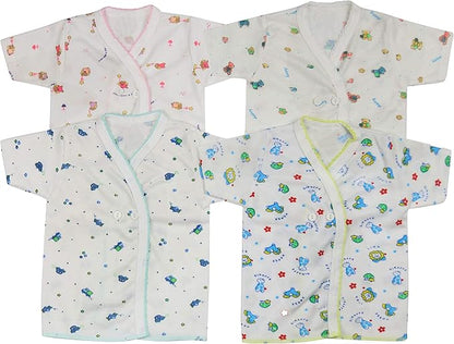 ToBeInStyle Babies' 4 Pack Relaxed Fit Short or Long Sleeve Button Up Kimono Tee Swaddle Shirt