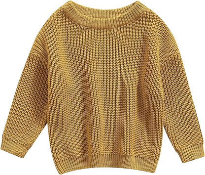 Newborn Baby Boy Girl Knit Sweater Long Sleeve Solid Winter Warm Sweatshirt Top Outfit Infant Toddler Fall Clothes