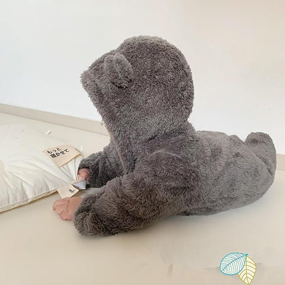 Newborn Baby Romper Fleece Onesie Jumpsuit Toddler Warm Hooded Outwear Outfits for Infant