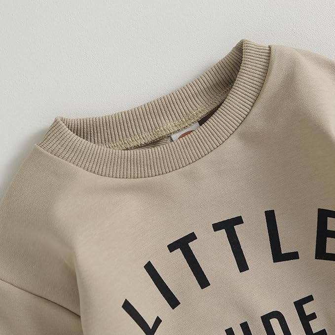 Murnouche Toddler Baby Boy Fall Winter Outfits Letter Crewneck Sweatshirt Casual Pants 2Pcs Clothes Set