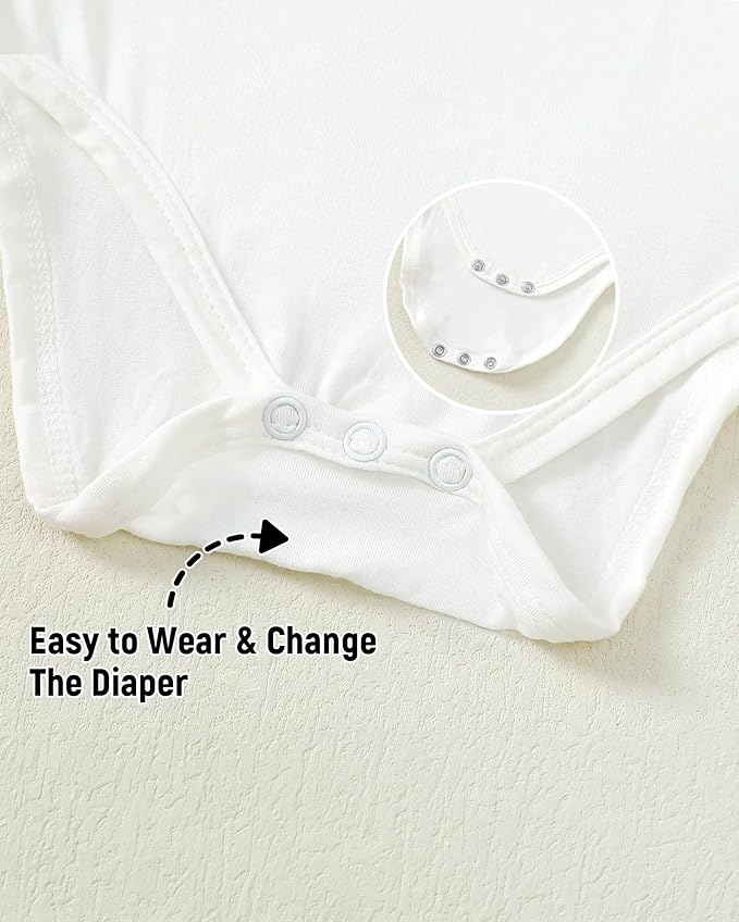 DEFAHN 2PCS Visocse from Bamboo Baby Rompers Unisex Onsies Solid Short Sleeve Baby Bodysuit 0-24 Months