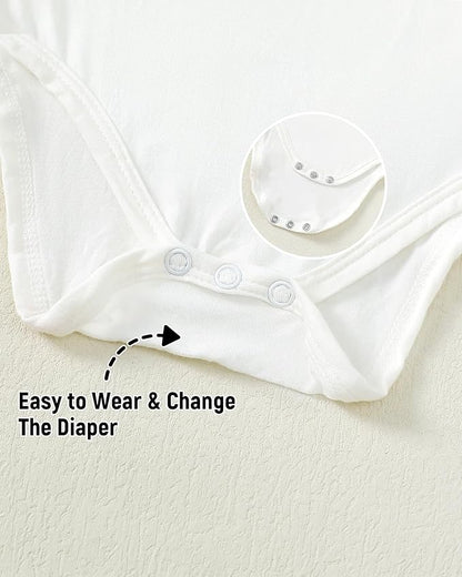 DEFAHN 2PCS Visocse from Bamboo Baby Rompers Unisex Onsies Solid Short Sleeve Baby Bodysuit 0-24 Months