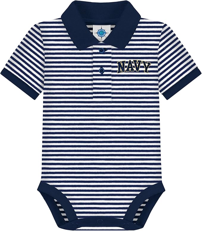 Creative Knitwear College Baby Striped Polo Bodysuit - Team Logo, Multiple Colors, for Boys & Girls (0-12 Months)