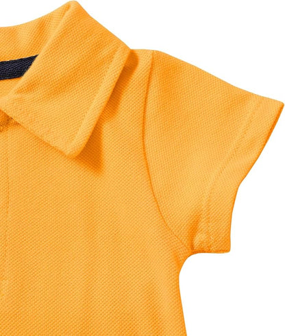 ROMPERINBOX Newborn Baby Boy Collared Onsies Polo Shirt Bodysuit Pique Solid Color Mesh Bubble Short Sleeve Romper Clothes