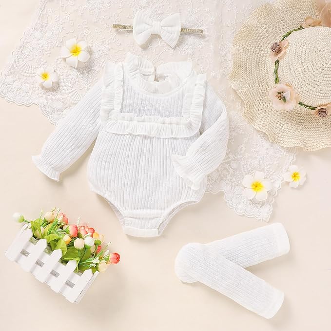 GRNSHTS Newborn Baby Girl Clothes Ruffle Rompers Toddler Fall Outfits for Girls Set Little Girl Fall Winter Clothing