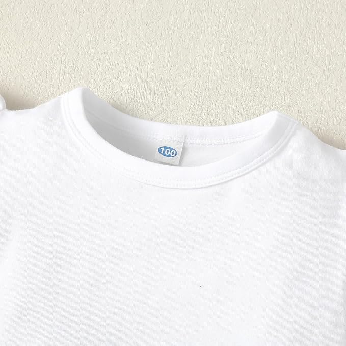 12M-14Y Toddler Baby Girls T Shirt Solid Color Blouse Ruffle Top Cotton Casual Tees Plain Shirt