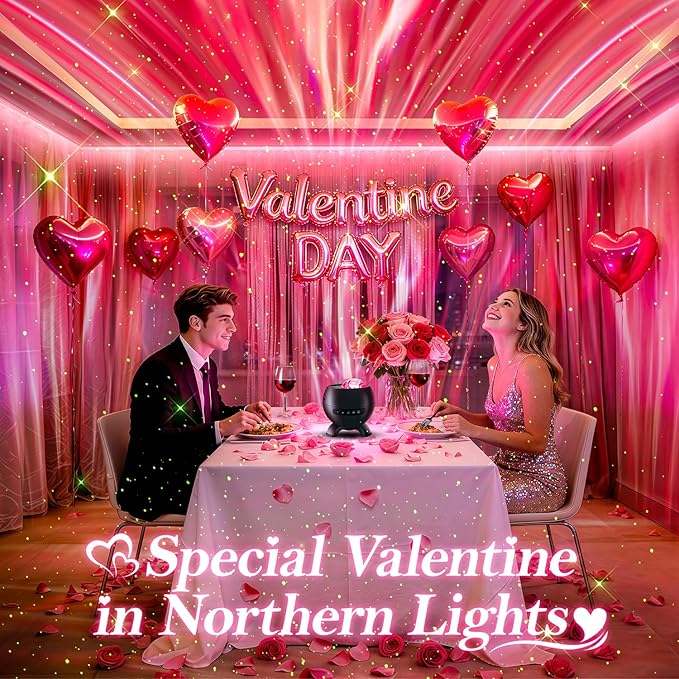 Northern Galaxy Light Projector, 300+Modes & 5 Films Star Projector, 15 White Noise & Bluetooth Moon Galaxy Projector, Valentines Day Gifts, Gifts Star Lights for Ceiling, Bedroom Decor