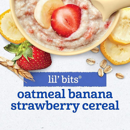 Gerber Stage 3 Baby Food, Oatmeal Banana Strawberry Cereal, Whole Grains, Iron, Baby Oatmeal Cereal, 6-Pack
