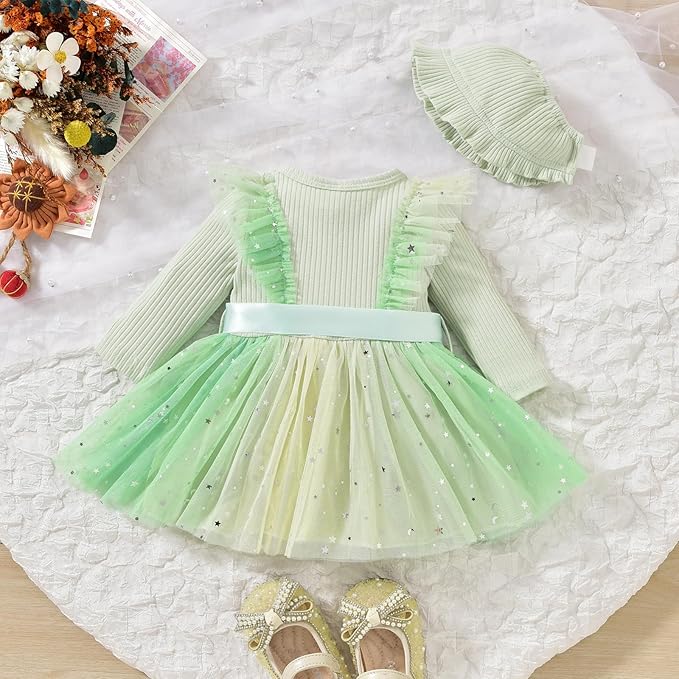 Aalizzwell Infant Newborn Girls Long Sleeve Bodysuit Dress