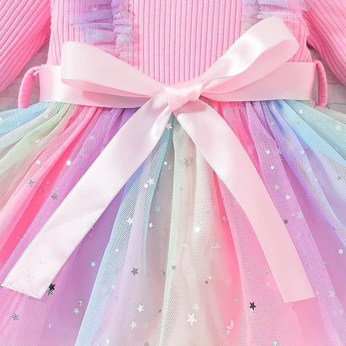 Aalizzwell Infant Newborn Girls Long Sleeve Bodysuit Dress