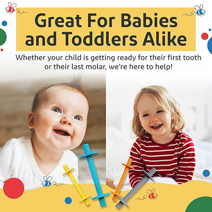 Silicone Baby Teethers 0-6 Months, Textured Baby Teething Toys 3-6 Months, Toddler Molar Teething Relief Sticks, Freezable Chew Straws for Babies 6-12 Month Girl Boy Infant (Blue/Orange)