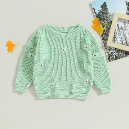 Mubineo Baby Girl Winter Clothes Cute Flower Sweater Crewneck Pullover Long Sleeve Knit Newborn Infant Sweaters