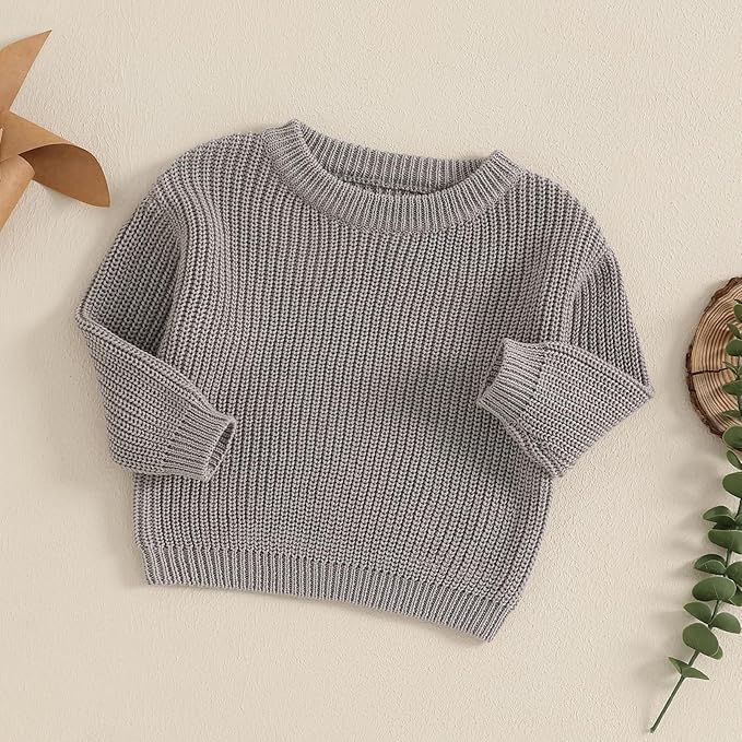 Newborn Baby Boy Girl Knit Sweater Long Sleeve Solid Winter Warm Sweatshirt Top Outfit Infant Toddler Fall Clothes