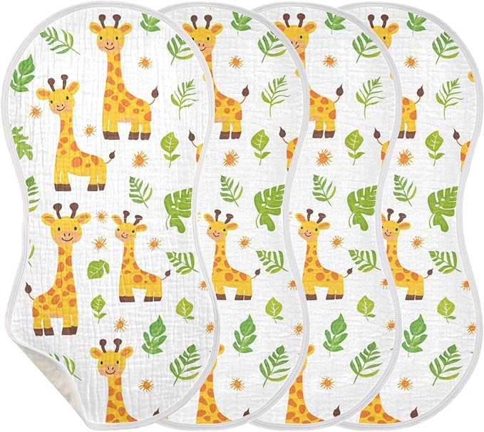 vvfelixl Cute Baby Giraffes Burp Cloths for Baby Boy Girls Baby Washcloths Burp Rags 1 Pack