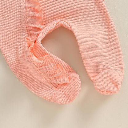 Newborn Baby Girl Fall Winter Outfits Clothes Knit Jumpsuit Ruffle Romper Newborn Coming Home Outfit for Baby Girl