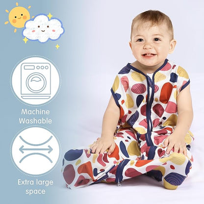 3 Pack Baby Sleep Sack 100% Rayon Cotton Baby Sleeping Bag 2-Way Zipper Toddler Wearable Blankets TOG 0.3. (Leopard&Cobble&Green, 0-6 Months)