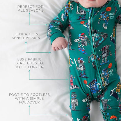 Posh Peanut Convertible Baby Sleepers - Girls Footless Baby Pajamas with 2 Way Zipper for Easy Diaper Changes