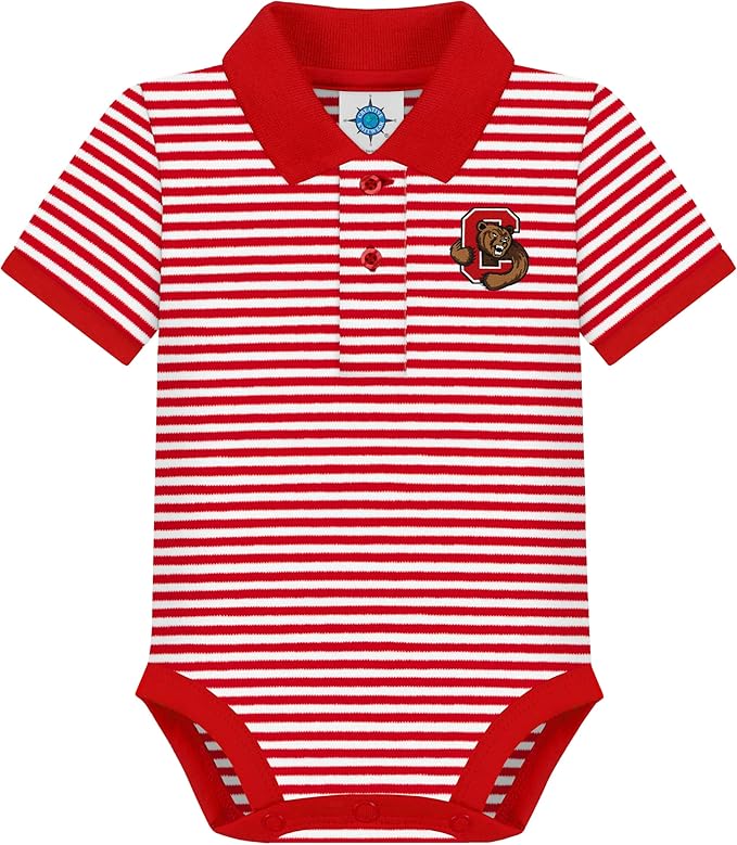 Creative Knitwear College Baby Striped Polo Bodysuit - Team Logo, Multiple Colors, for Boys & Girls (0-12 Months)