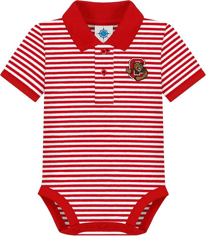 Creative Knitwear College Baby Striped Polo Bodysuit - Team Logo, Multiple Colors, for Boys & Girls (0-12 Months)