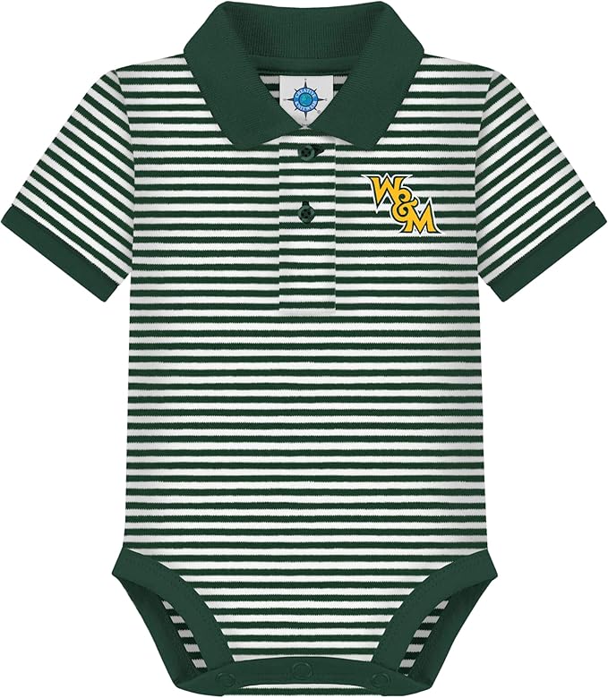 Creative Knitwear College Baby Striped Polo Bodysuit - Team Logo, Multiple Colors, for Boys & Girls (0-12 Months)