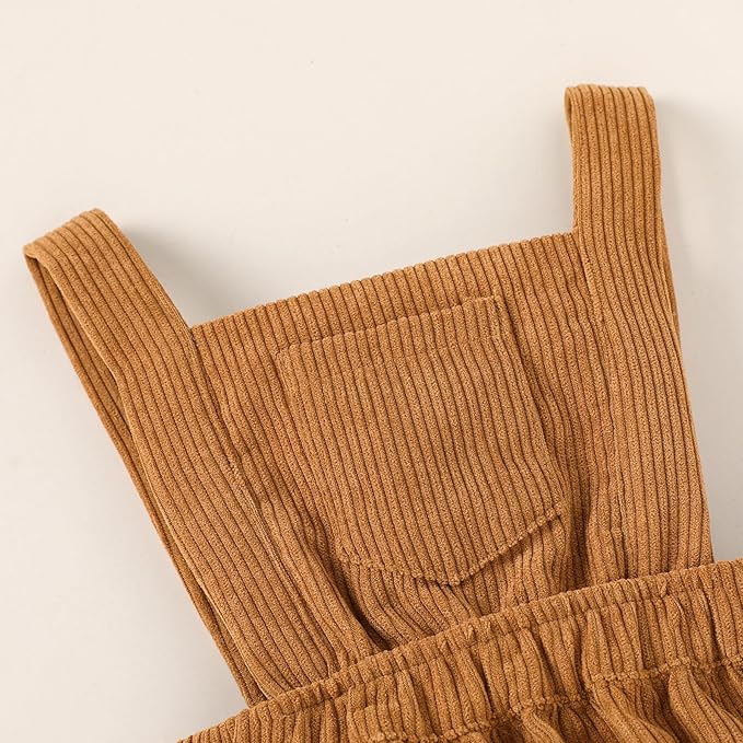 Tiny Cutey Newborn Baby Girl Clothes Bell Sleeve Romper and Corduroy Overalls Shorts Infant Girl Fall Outfits