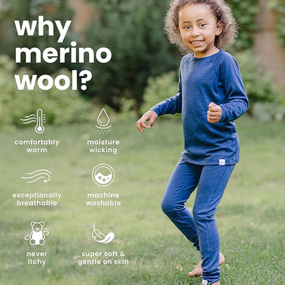 Woolino Merino Wool Base Layer for Kids - Super Soft Kids Long Sleeve Thermal Top - All Natural Base Layer Shirt