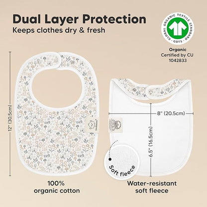 8-Pack Organic Baby Bibs for Boys, Girls - Soft Cotton Drooling and Teething Bibs for Baby Girl & Boy, Extra Absorbent, Easy To Clean & Put On for Toddler, Newborn, Infant 0-24 Months (Prairie)