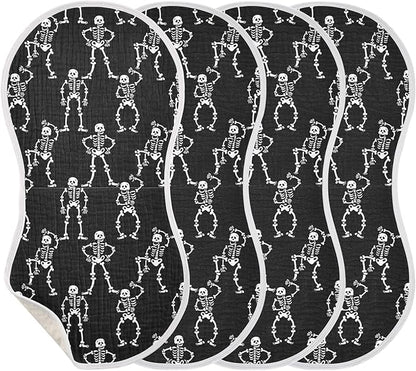 vvfelixl Muslin Burp Cloths Halloween Skeletons Baby Washcloths for Baby Girl Boys 2 Pack