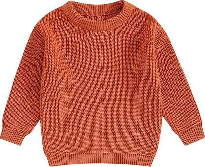 Newborn Baby Boy Girl Knit Sweater Long Sleeve Solid Winter Warm Sweatshirt Top Outfit Infant Toddler Fall Clothes