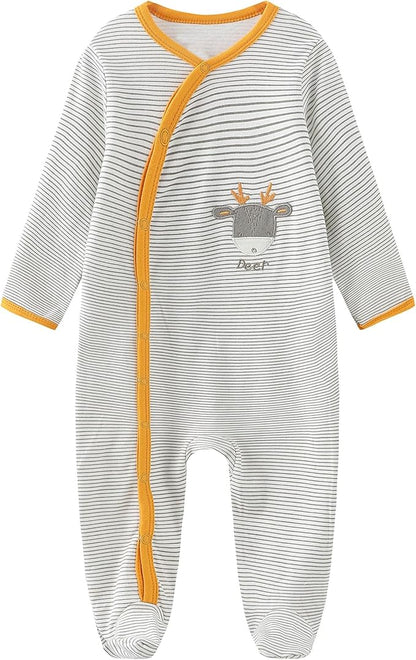Newborn Baby Boy Girl Organic Cotton Bodysuit Long Sleeve Jumpsuit 3-Pack Outfits Clothes,0-24Months
