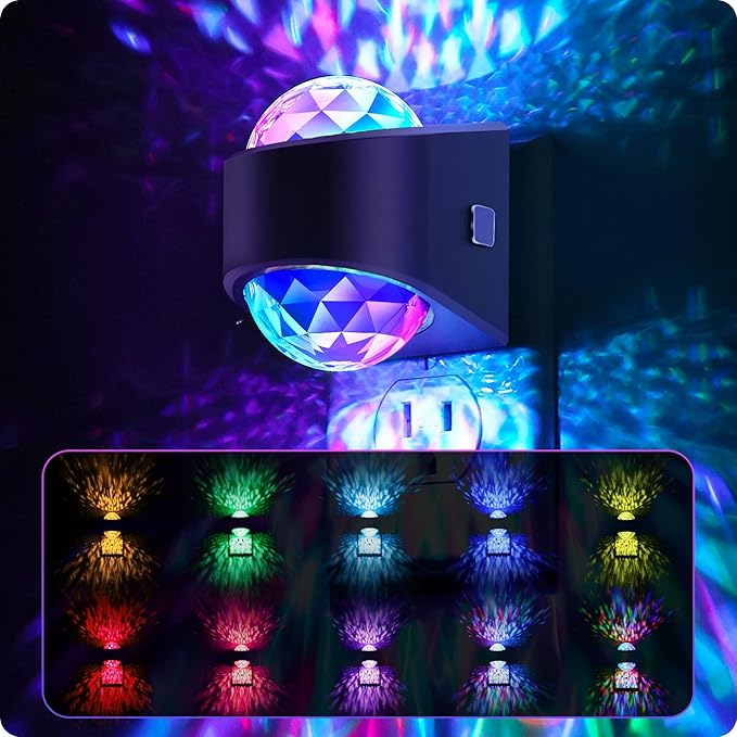 Night Lights Plug into Wall, Star Projector for Bedroom, Night Light Projector for Kids, 9-Color RGB Galaxy Nightlight with Dusk to Dawn Sensor for Bathroom, Home Gaming Room Decor, Christmas Gifts