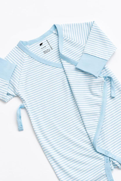 monica + andy Kimono Tie Long Sleeve One Piece, 100% Organic Baby Clothes for Girls & Boys, Preemie, Newborn & Infant