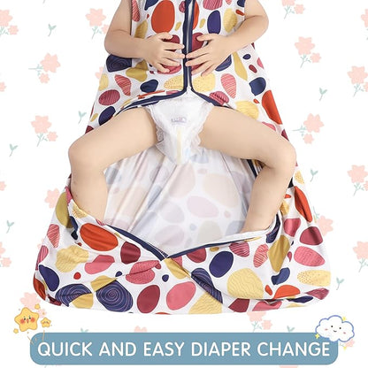 3 Pack Baby Sleep Sack 100% Rayon Cotton Baby Sleeping Bag 2-Way Zipper Toddler Wearable Blankets TOG 0.3. (Leopard&Cobble&Green, 6-12 Months)