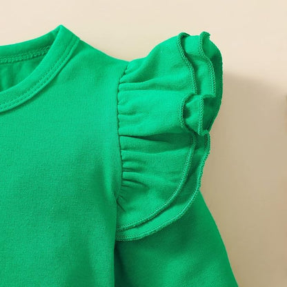 Baby Girl Solid Color Romper Infant Ruffle Sleeve Bodysuit One Piece Outfit Toddler Jumpsuit clothes