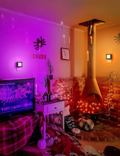 DORESshop Orange Night Light [2 Pack], Night Lights Plug Into Wall, Night Light Dusk to Dawn Sensor, LED NightLight Adjustable Brightness, Bedroom, Bathroom, Hallway, Stairs, Halloween, Party