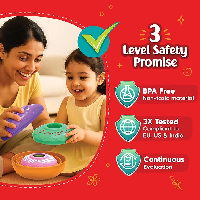 Imagimake Nesting Doughnuts | Leaps & Bounds Baby Toys for 12+ Months | Learning Toys for 1 + Year Old Toddlers and Infant | 2-in-1 Play & Learn | Montessori Baby Toy | Birthday Gifts for 1 Year Old