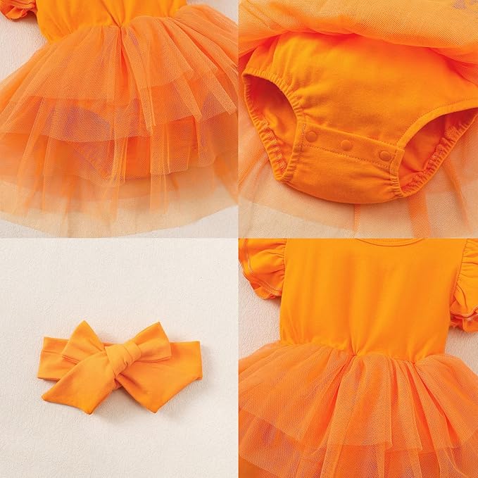 Baby Girl Clothes Infant Ruffle Sleeve Romper Dress Newborn Solid Tutu Skirt Sets Jumpsuit Headband Outfit