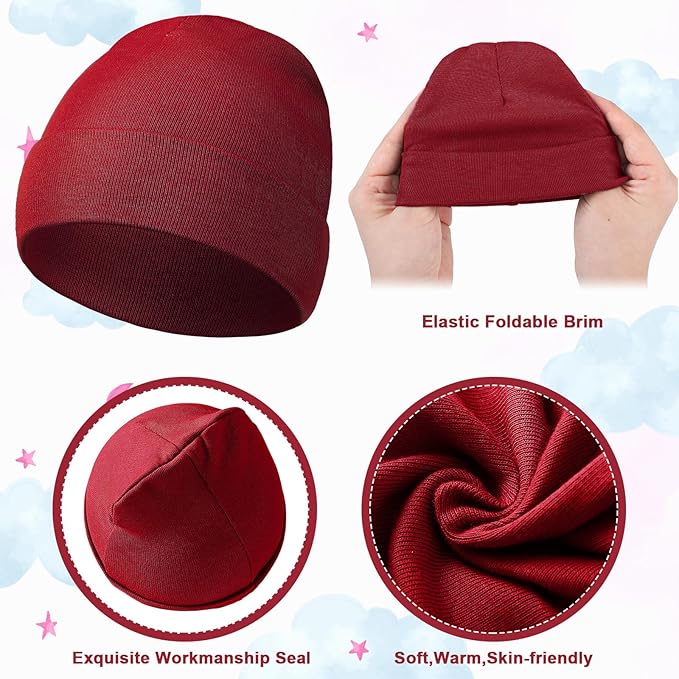 Newcotte 6 Pcs Preemie Baby Hats Cotton Preemie Caps Warm Newborn Beanie Premature Hat for Nicu Premature Boy Girl