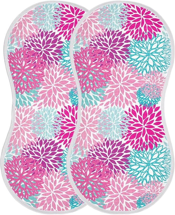 vvfelixl Dahlia Flower Print Burp Cloths for Baby Boy Girls Baby Washcloths Burp Rags 1 Pack Purple
