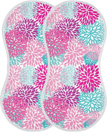 vvfelixl Dahlia Flower Print Burp Cloths for Baby Boy Girls Baby Washcloths Burp Rags 1 Pack Purple