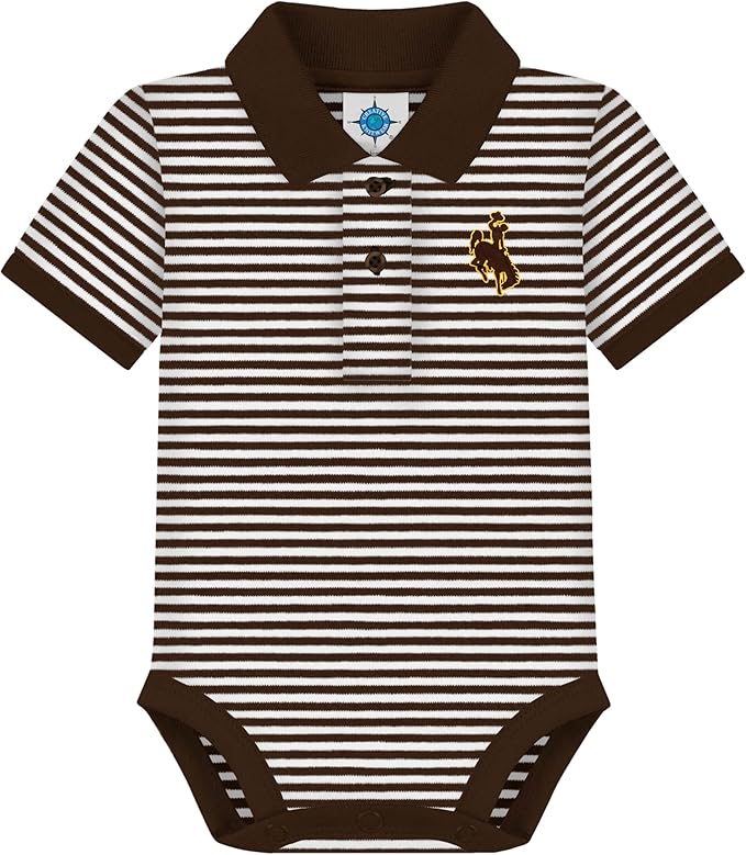 Creative Knitwear College Baby Striped Polo Bodysuit - Team Logo, Multiple Colors, for Boys & Girls (0-12 Months)