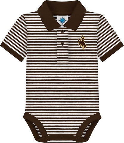 Creative Knitwear College Baby Striped Polo Bodysuit - Team Logo, Multiple Colors, for Boys & Girls (0-12 Months)