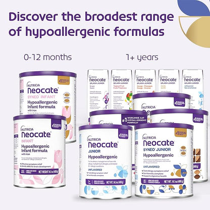 Nutricia Neocate Syneo Junior - Hypoallergenic, Dairy-free, Amino Acid-Based Formula for 1+ Years - For Toddlers, Kids & Teens - Powdered Formula - Syneo Junior - 14.1 oz can (Case of 1)