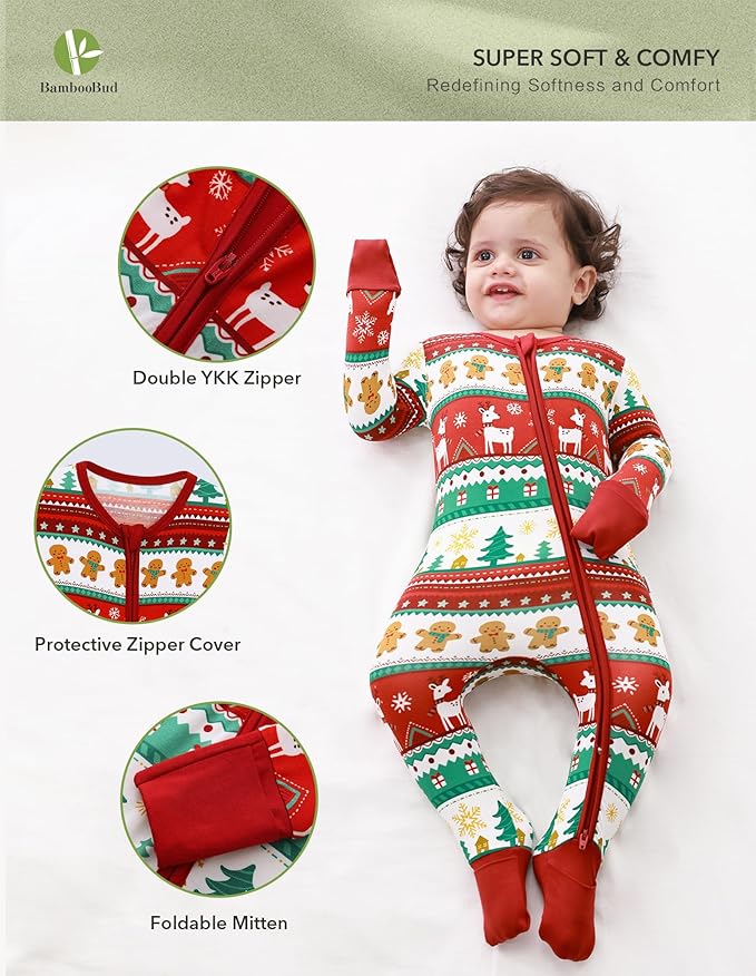 Baby Zippered Rompers Newborn Pajamas Sleepers Long Sleeve Jumpsuits Infant Zipper Romper-Viscose from Bamboo